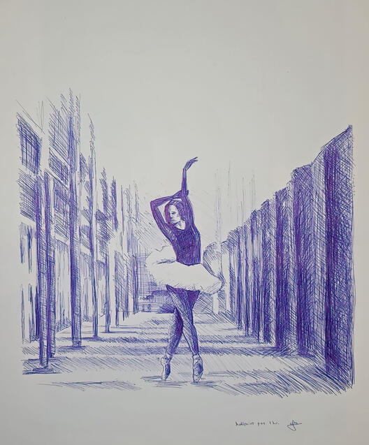 Unexpected Places, Ballpoint pen on paper, 2022